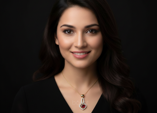 Amore Red Heart & Moissanite Halo Necklace