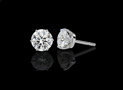 Minimalist Luxury Round Brilliant Solitaire Diamond Stud Earrings – Lab Grown EF VVS/VS