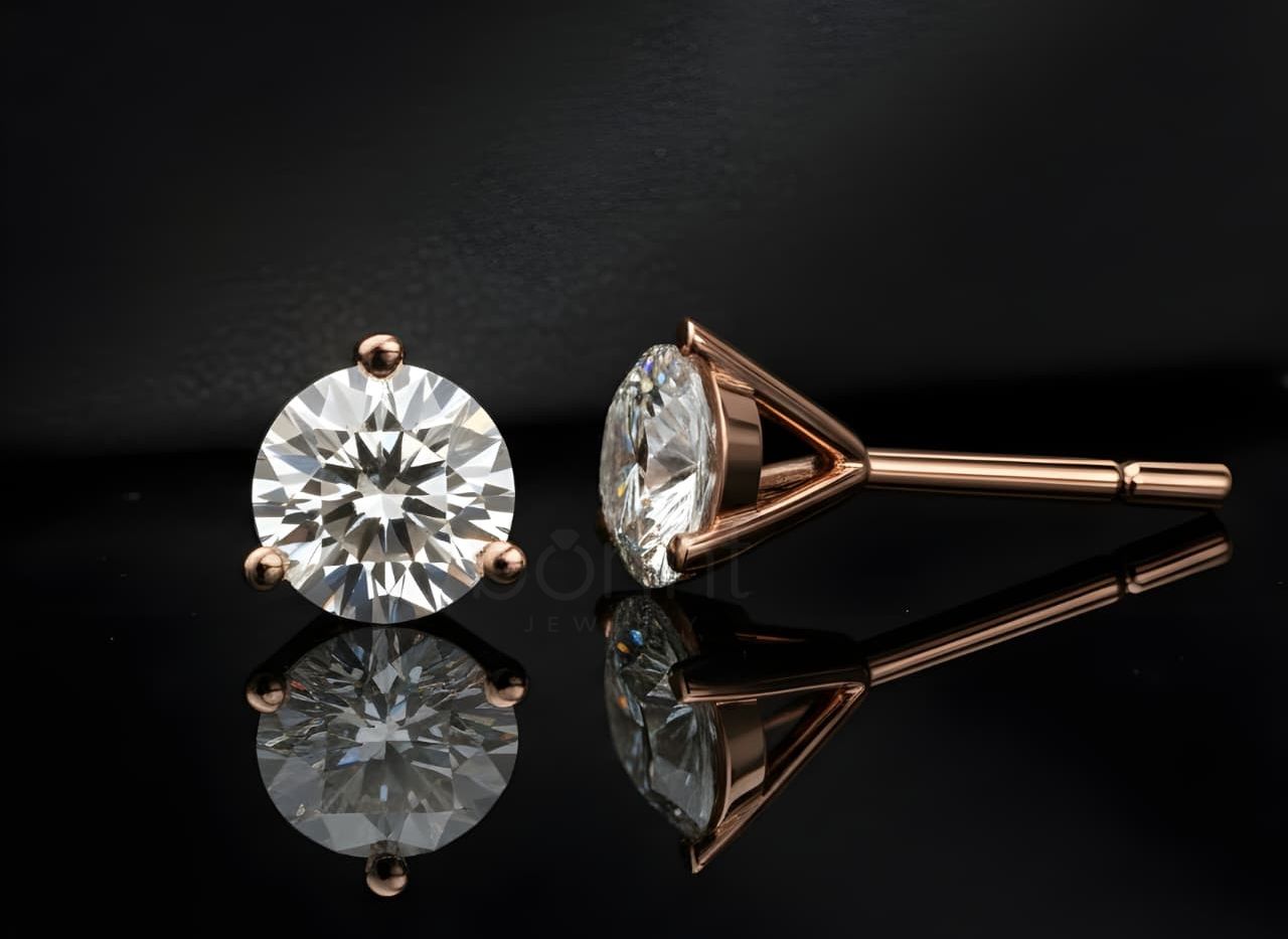 Classic Round Brilliant Solitaire Diamond Stud Earrings – Lab Grown EF VVS/VS