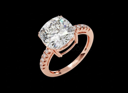 D-Color VVS Moissanite Solitaire Ring | Cushion-Cut Brilliance in Fine Gold or Sterling Silver