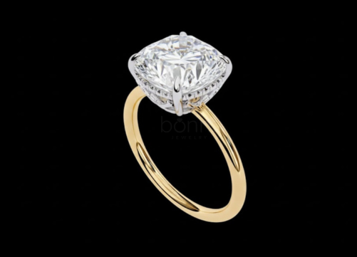 Classic Cushion-Cut D-Color VVS Moissanite Solitaire Ring in Gold or Sterling Silver