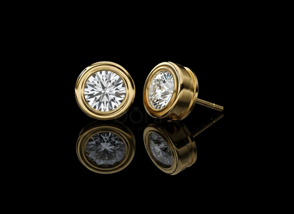 The Aurelia Bezel Solitaire – Round Brilliant Lab-Grown Diamond Stud Earrings