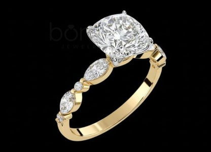 Eternal Glow Cushion Solitaire Moissanite Ring – D Color • VVS Clarity • Ideal Cut Sparkle