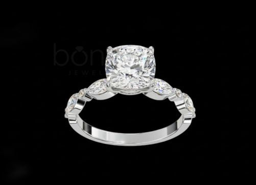 Eternal Glow Cushion Solitaire Moissanite Ring – D Color • VVS Clarity • Ideal Cut Sparkle