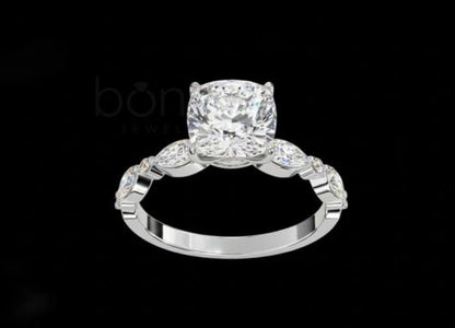 Eternal Glow Cushion Solitaire Moissanite Ring – D Color • VVS Clarity • Ideal Cut Sparkle