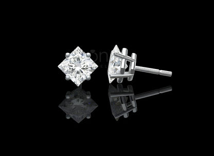 Classic Princess Cut Solitaire Diamond Stud Earrings – Lab Grown EF VVS/VS