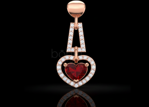 Amore Red Heart & Moissanite Halo Necklace