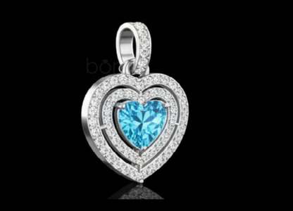 The "Seraphina" Triple-Halo Aquamarine & Lab-Grown Pendant