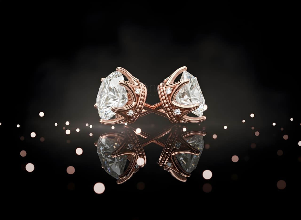 The Brilliant Classic: Six-Prong Solitaire Round Moissanite Diamond Stud Earrings