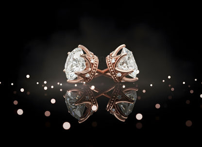The Brilliant Classic: Six-Prong Solitaire Round Moissanite Diamond Stud Earrings