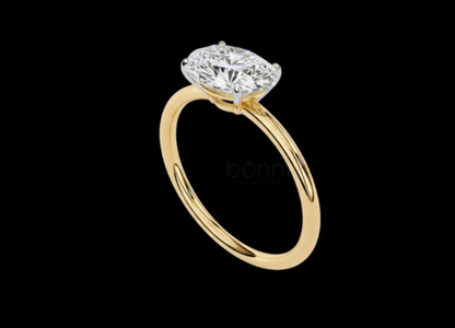 Oval-Cut D Color VVS Moissanite Solitaire Ring in Gold or Sterling Silver