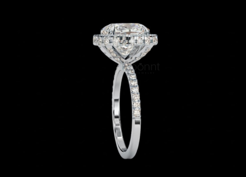 Round-Cut Lab Grown Diamond Halo Solitaire Ring – EF Color, VVS/VS Clarity