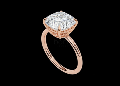 Classic Cushion-Cut D-Color VVS Moissanite Solitaire Ring in Gold or Sterling Silver