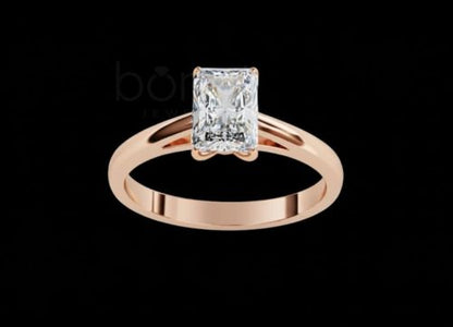 Radiant D-Color VVS Moissanite Solitaire Ring in Gold & Silver — Timeless Luxury for the One You Love