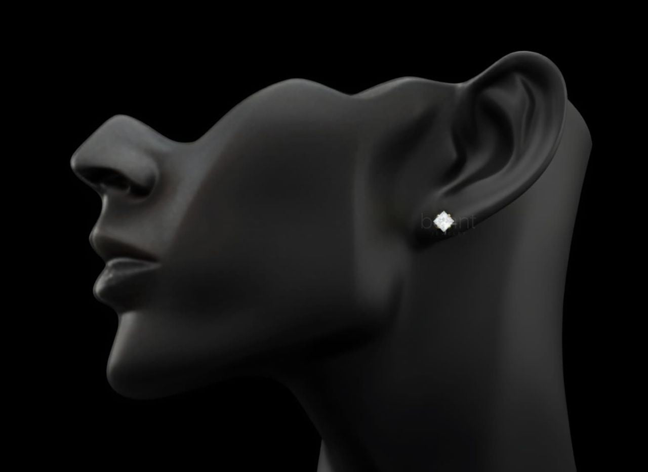 Classic Princess Cut Solitaire Diamond Stud Earrings – Lab Grown EF VVS/VS