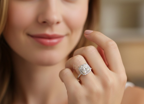 Round-Cut Lab Grown Diamond Halo Solitaire Ring – EF Color, VVS/VS Clarity