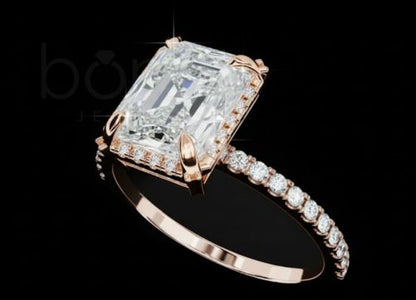 Radiant Emerald-Cut Lab Grown Diamond Solitaire Ring – EF Color, VVS/VS Clarity | Timeless Luxury