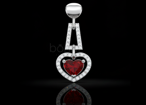 Amore Red Heart & Moissanite Halo Necklace