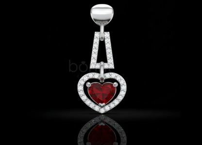 Amore Red Heart & Moissanite Halo Necklace
