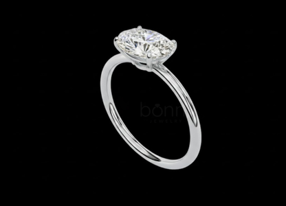 Oval-Cut D Color VVS Moissanite Solitaire Ring in Gold or Sterling Silver