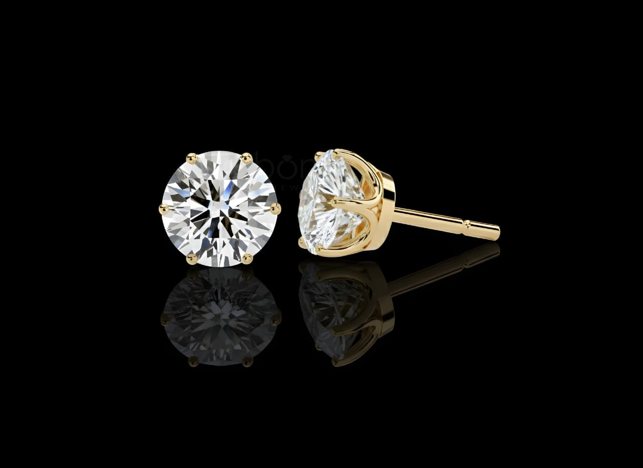 Minimalist Luxury Round Brilliant Solitaire Diamond Stud Earrings – Lab Grown EF VVS/VS