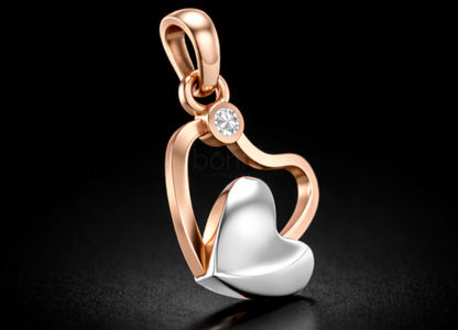 Whisper of Love Moissanite Heart Pendant in Two-Tone