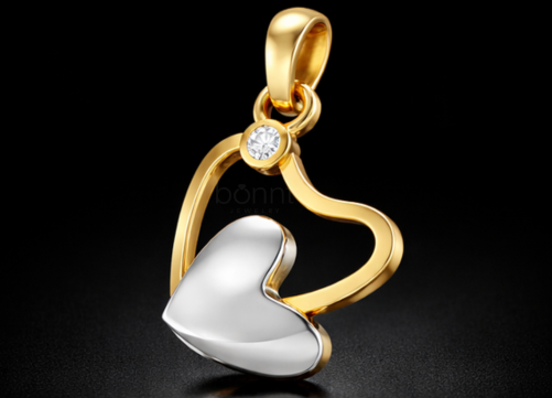 Whisper of Love Moissanite Heart Pendant in Two-Tone