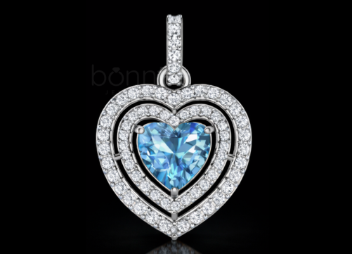 The "Seraphina" Triple-Halo Aquamarine & Lab-Grown Pendant