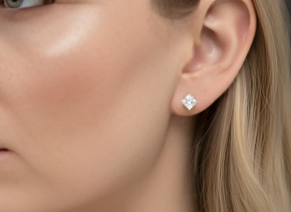 Classic Princess Cut Solitaire Diamond Stud Earrings – Lab Grown EF VVS/VS