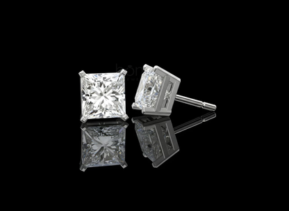 Princess Cut Solitaire Diamond Stud Earrings – Lab Grown EF VVS/VS | Bonnt