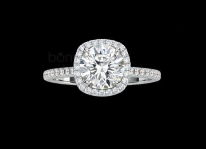 Round-Cut Lab Grown Diamond Halo Solitaire Ring – EF Color, VVS/VS Clarity