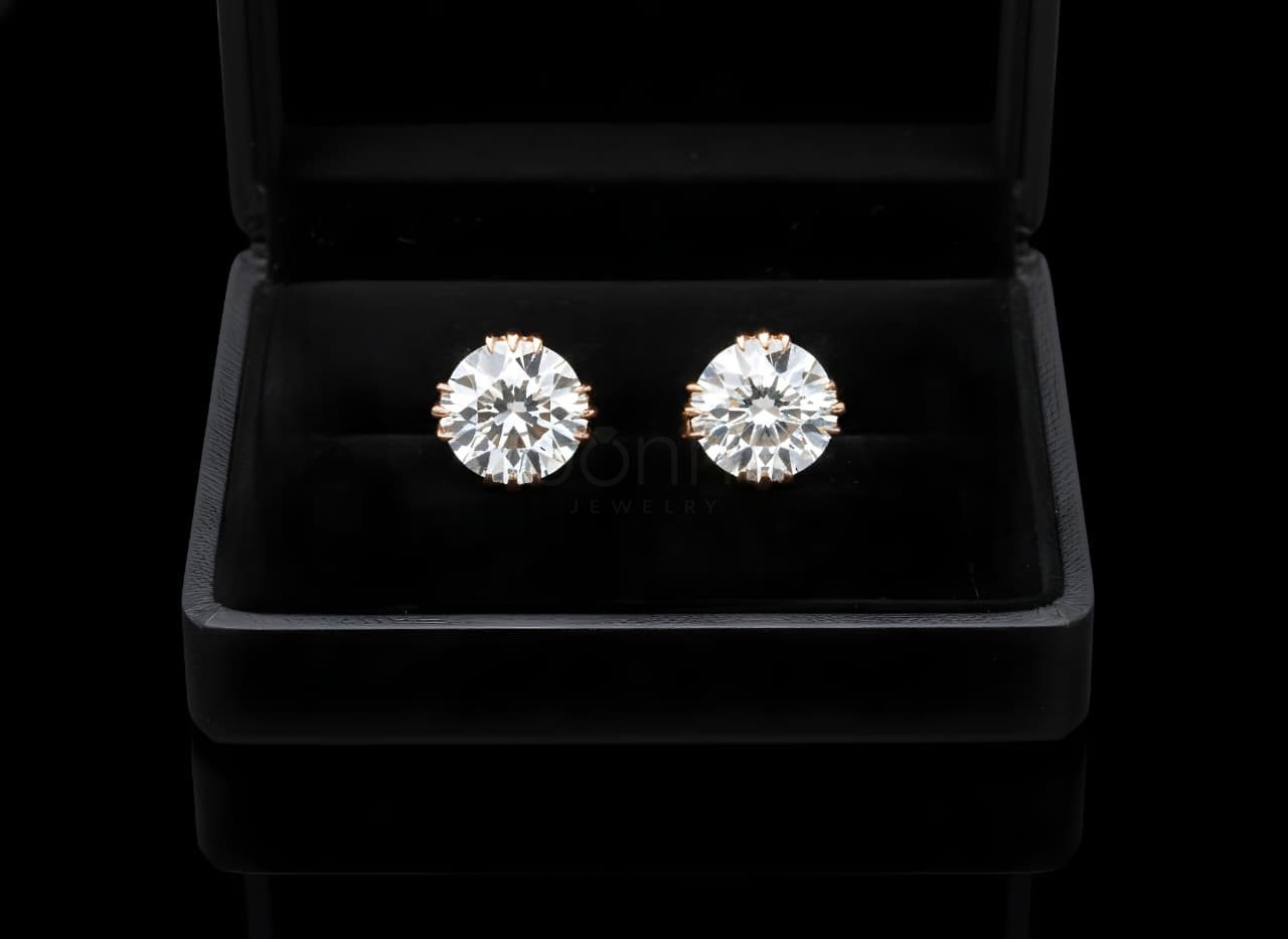 Classic Round Brilliant Solitaire Diamond Stud Earrings – Lab Grown EF VVS/VS | Bonnt