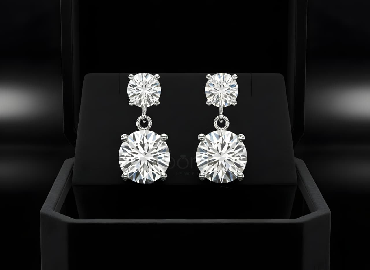 Luxury Solitaire Diamond  Drop Earrings – Lab Grown EF VVS/VS