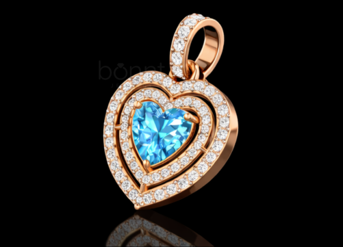 The "Seraphina" Triple-Halo Aquamarine & Lab-Grown Pendant