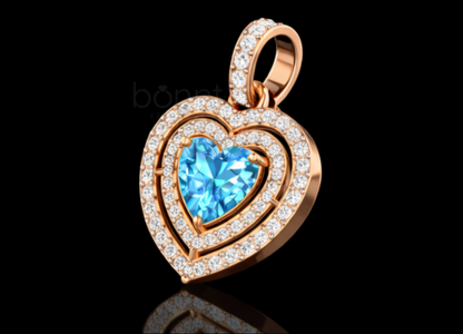 The "Seraphina" Triple-Halo Aquamarine & Lab-Grown Pendant