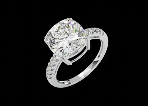 D-Color VVS Moissanite Solitaire Ring | Cushion-Cut Brilliance in Fine Gold or Sterling Silver