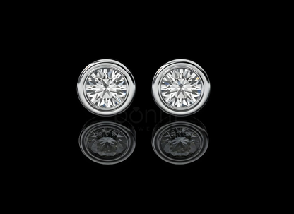 The Aurelia Bezel Solitaire – Round Brilliant Lab-Grown Diamond Stud Earrings