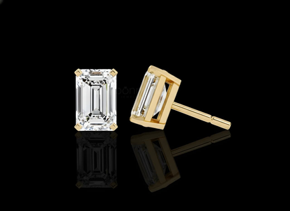 Minimalist Luxury Emerald Cut Solitaire Moissanite Stud Earrings – D Color VVS