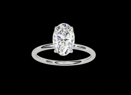 Oval-Cut D Color VVS Moissanite Solitaire Ring in Gold or Sterling Silver