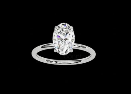 Oval-Cut D Color VVS Moissanite Solitaire Ring in Gold or Sterling Silver