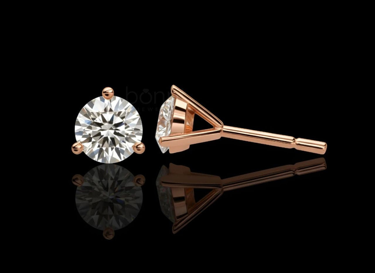 Classic Round Brilliant Solitaire Diamond Stud Earrings – Lab Grown EF VVS/VS