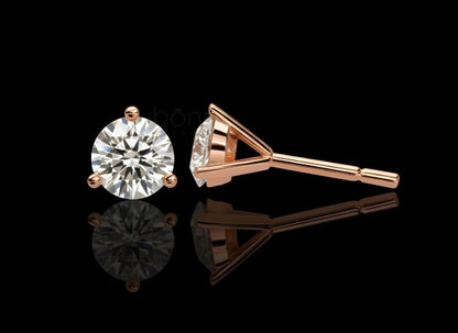 Classic Round Brilliant Solitaire Diamond Stud Earrings – Lab Grown EF VVS/VS