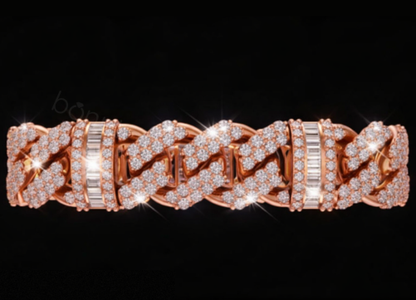Pave & Baguette Diamond Cuban Bracelet – Lab-Grown Diamonds (EF Color, VVS/VS Clarity)