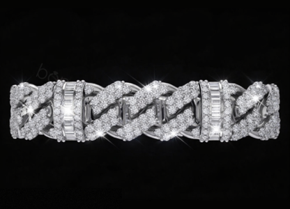 Pave & Baguette Diamond Cuban Bracelet – Lab-Grown Diamonds (EF Color, VVS/VS Clarity)