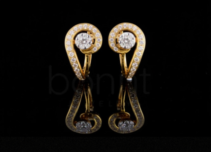 Swirl Halo Lab-Grown Diamond Earrings in EF Color VVS/VS Clarity | Elegant Luxury Stud Earrings