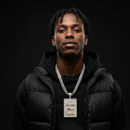 Custom Iced Name Plate Hip-Hop Pendant – D Color VVS Moissanite