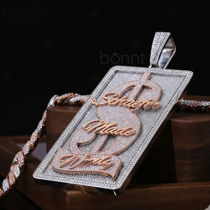 Custom Iced Name Plate Hip-Hop Pendant – D Color VVS Moissanite
