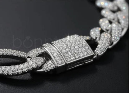 Iced Cuban Link Chain with D Color Moissanite Diamonds | VVS Clarity • Hip Hop Luxury Necklace