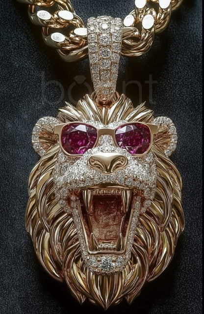 Iced Lion Head Hip-Hop Pendant – D Color VVS Moissanite