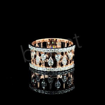 Rose Gold Wide Diamond Band - Royal Grandeur in Every Detail